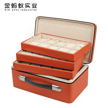 

Free Shipping High-grade Three Layers Multifunctional Portable Receive Ring Necklace Display Of Large Capacity Jewelry Boxes