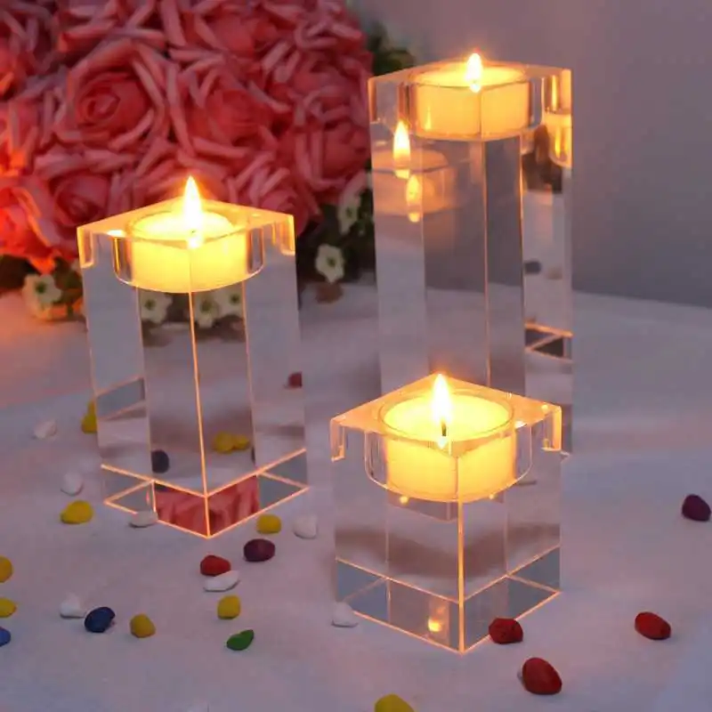 

Crystal Cylinder Vases Tea Light Candles Holder Base Wedding Party Decor For Wedding Decor, Home Decoration Accessories
