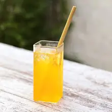 1 шт. 23 см бамбуковая Питьевая бледно-желтая посуда для вечеринки, дня рождения, свадьбы, биоразлагаемые нартурные бамбуковые соломинки