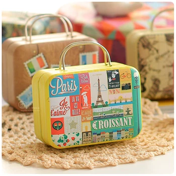

6PCS/LOT Creative portable Bags Cartoon Small Coin Tin box cute sweet candy Storage boxes