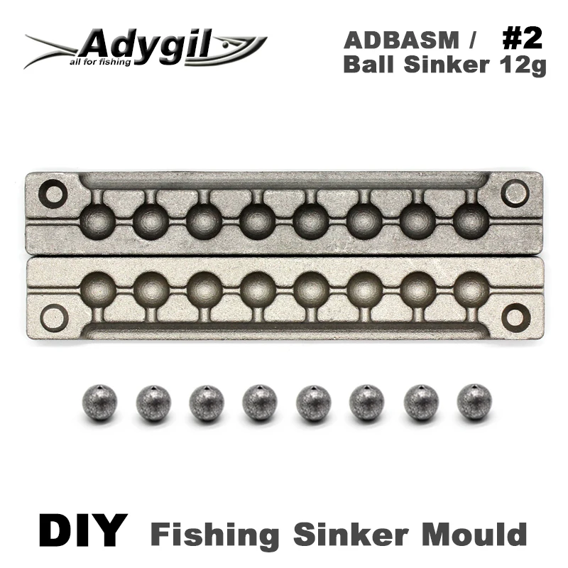 Adygil DIY рыболовный шар грузило плесень ADBASM/#2 шариковый грузило 12 г 8 полостей