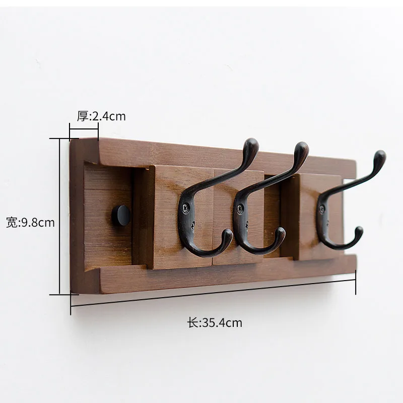 Настенная вешалка для пальто, Бамбуковая Минималистичная вешалка для одежды пальто шляпы и полотенца, мобильные крючки спальни ванные комнаты прихожая - Цвет: F