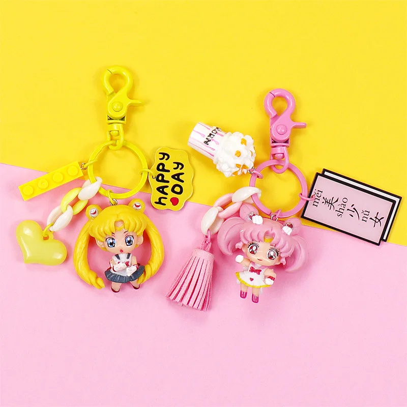 

Kawaii Sailor Moon Doll Keychain Cartoon Bag Pendant Key Ring Holder Chimmy Handbag Charm Pendant For Children