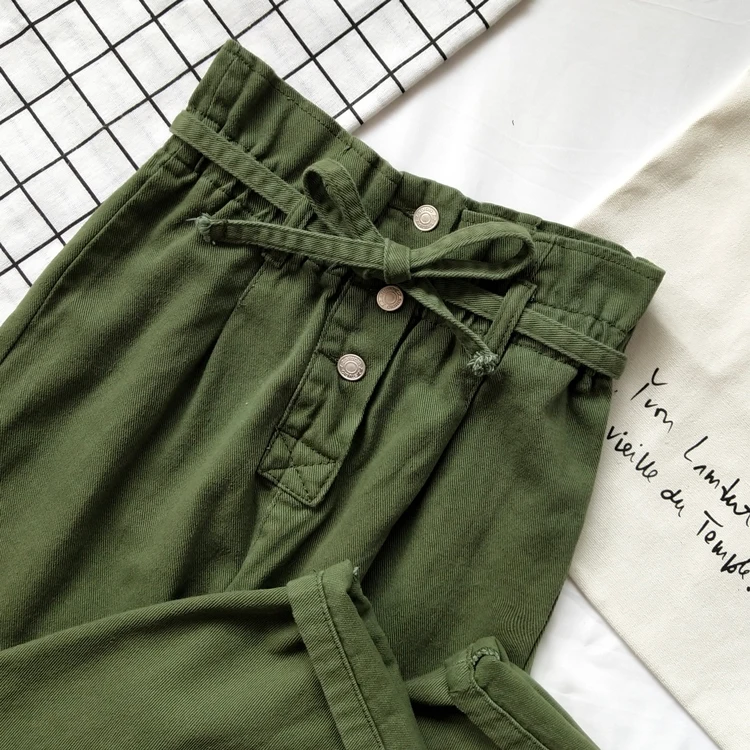 Gowyimmes, большие размеры s-xl, женские шаровары, повседневные армейские зеленые штаны с высокой талией, узкие женские длинные штаны PD290