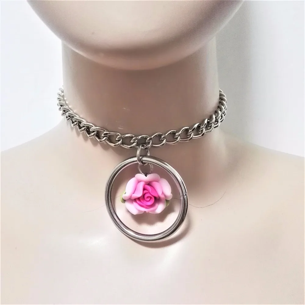 

Women Fashion Sexy Harajuku Handmade link Chain ROSE necklace punk Choker Collar belt torques club party