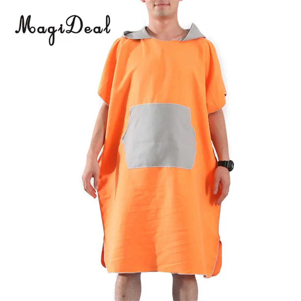 MagiDeal Surf Beach Wetsuit Changing Towel Poncho Robe & Hood, Pocket, Mesh Bag for Surfer, Swimmer, Diver - One Size Fits All