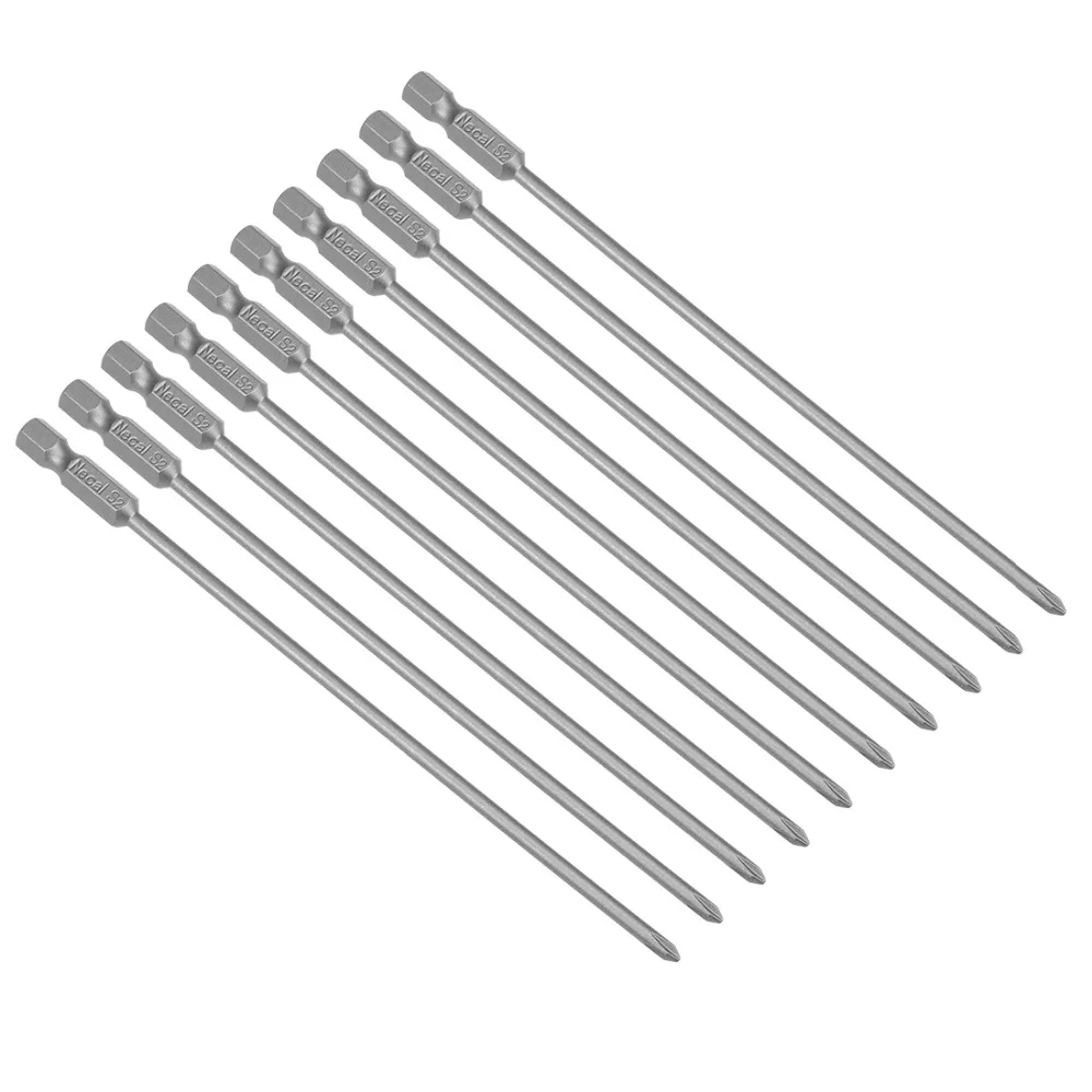 

Uxcell 10pcs S2 High Alloy Steel 2.5/3/3.5/4/4.5/5/6mm PH1 Magnetic 1/4" Phillips Head Screwdriver Bits, 65/75/100/150mm Long