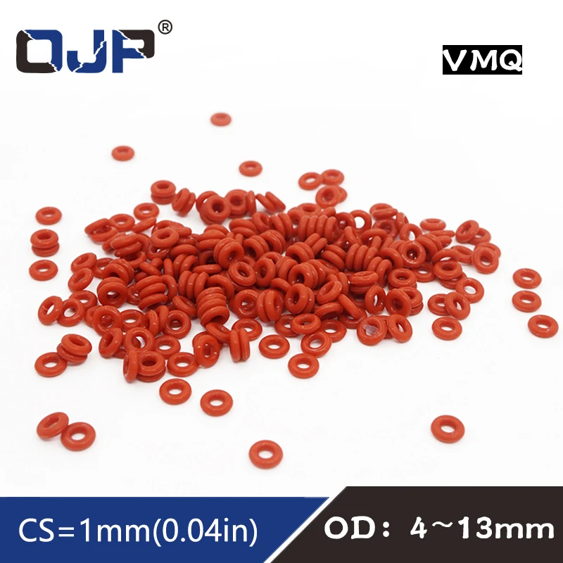 10 pz/lotto anello in Silicone rosso O-Ring in Silicone spessore 1mm OD4/5/6/7/8/9/10/11/12/13mm guarnizione O-ring in gomma rondella ORing.-.