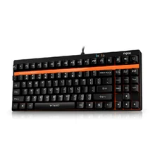 Rapoo V500 87 ключей настольный компьютер USB зеленый ось игровой клавиатуры Получить русские наклейки на клавиатуру