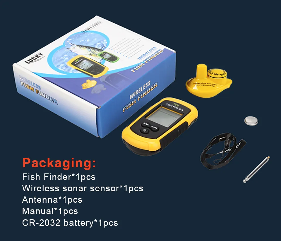 Portátil Wireless Fish Finder Alarme 40 - 130ft Profundidade Sonar Rio Oceano Ffw1108-1 100 m 18 Cheap Localizadores de peixe