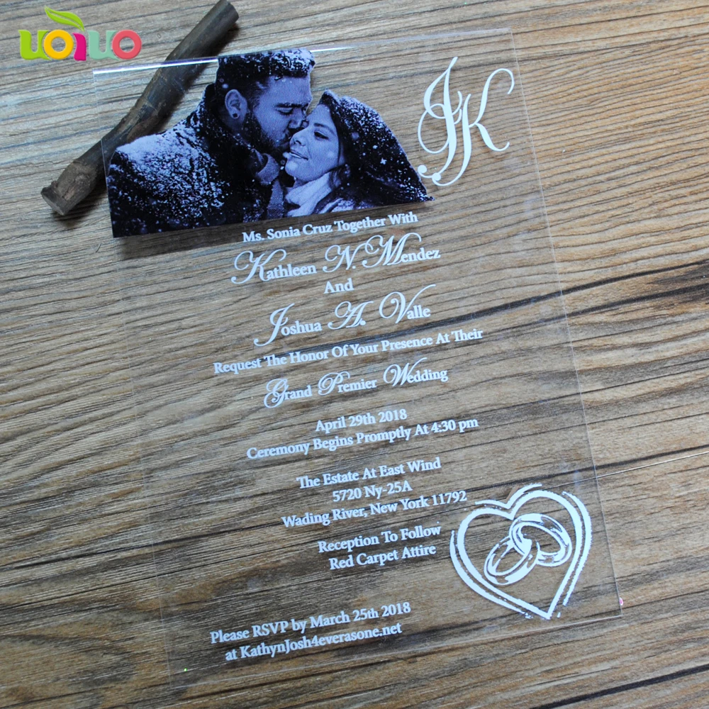  Luxurious printing wedding invitation card making laser cut clear acrylic glass invitation card pri - 32916001886