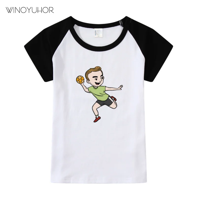 

2019 Children Handball Print T-shirt Kids Summer Tops Girls Boys Short Sleeve T shirt Funny Cool Gift Baby Clothes