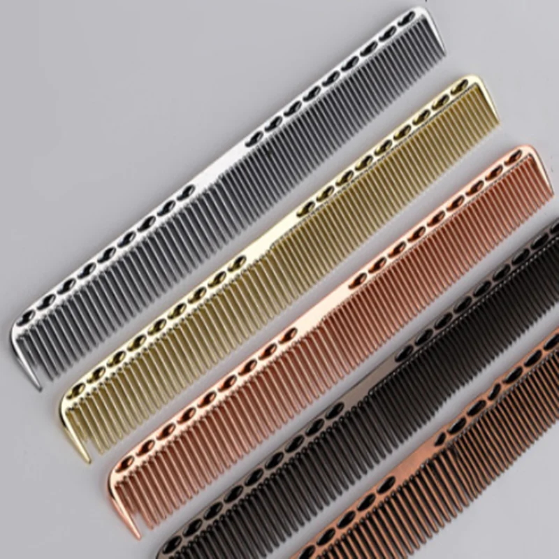 

2019 New Hot Men Women Aluminum Metal Cutting Comb Bone Straight Hair Hairdressing & Barbers Salon Combs anti-static