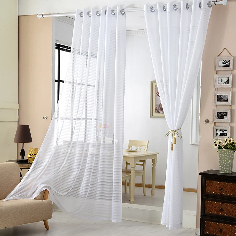 Stripped Romantic Decorative Curtain tulle voile curtains Door Precious