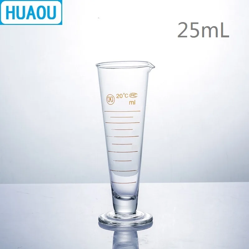 HUAOU 25 мл выпускник Короткие линии с носиком мерный стакан цилиндр лабораторное химическое оборудование