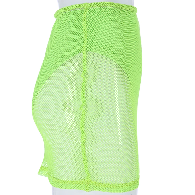 Sweetown флуоресцентный зеленый макет из двух частей прозрачная готическая юбка сетчатая Лоскутная двухслойная стимпанк мини юбки женские