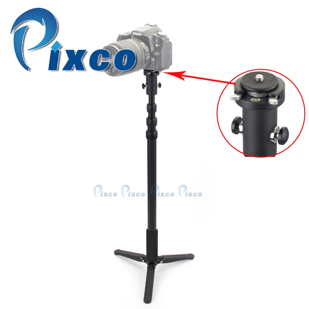 

Pixco Photography accessories professional unipod retractable Monopod Leg 1/4' Tripod Head With Quick Release Plate Black color