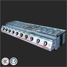 Ten Head Gas Barbecue Grill Smokeless Stove SC-ST10 Gas BBQ Grill Stainless Steel Material Glass Cover Barbecue Oven CE/3C