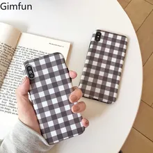 Gimfun Simple a cuadros gris teléfono caso arte Vintage funda de rejilla para iPhone 6S 7plus 8 X Xs X Max Tpu caso suave carcasa trasera protectora