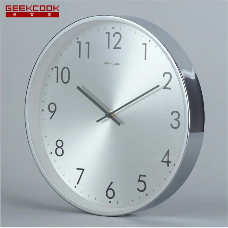 

Geekcook 2019 Fashion Design Wall Clock Simple Nordic Mute Clock High-Gloss Plated Metal Frame Clock Wall For Home Decoration