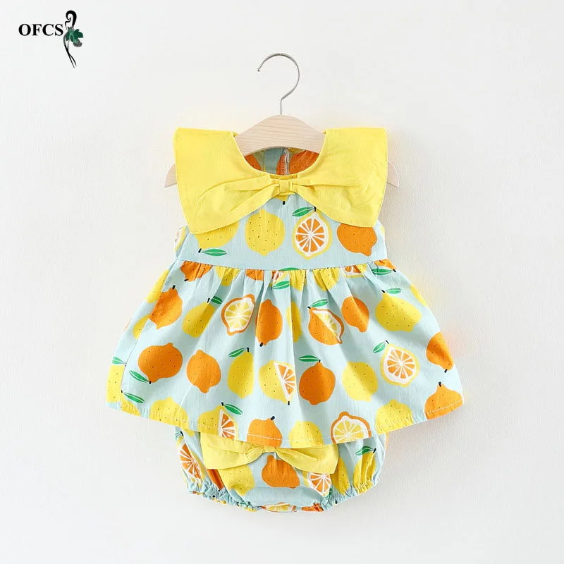 2Pcs Kids Clothes Set New Summer Casual Fruit Print Design Sleeveless T