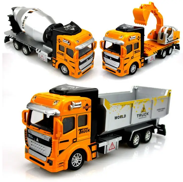New 1:48 Pull Back Alloy Car Engineering Truck Model