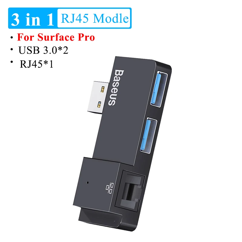 Baseus Multi USB C HUB to USB 3.0 HDMI RJ45 For Surface Go Pro 4 in 1 USB C HUB Splitter Adapter USB HUB Accessories - Цвет: 3in1 USB HUB