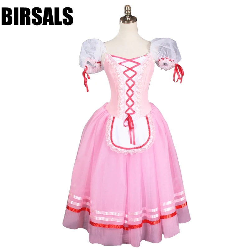 Professional Ballet Tutu Pink Women Giselle Ballet Long Tutu Dress Napoli Ballerina Ballet Stage Costume BT8904A
