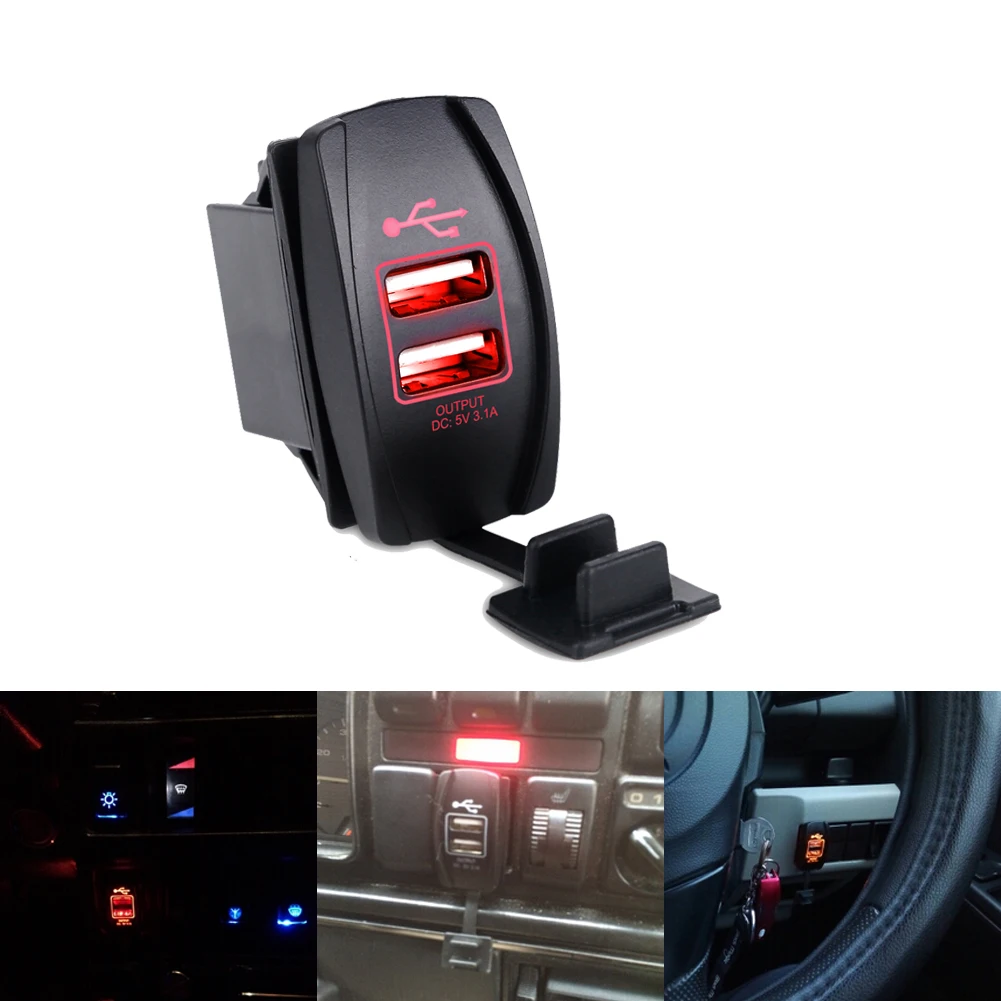 Адаптер питания с двумя USB разъемами 12 24 В 3 1 А для автомобильного мотоцикла