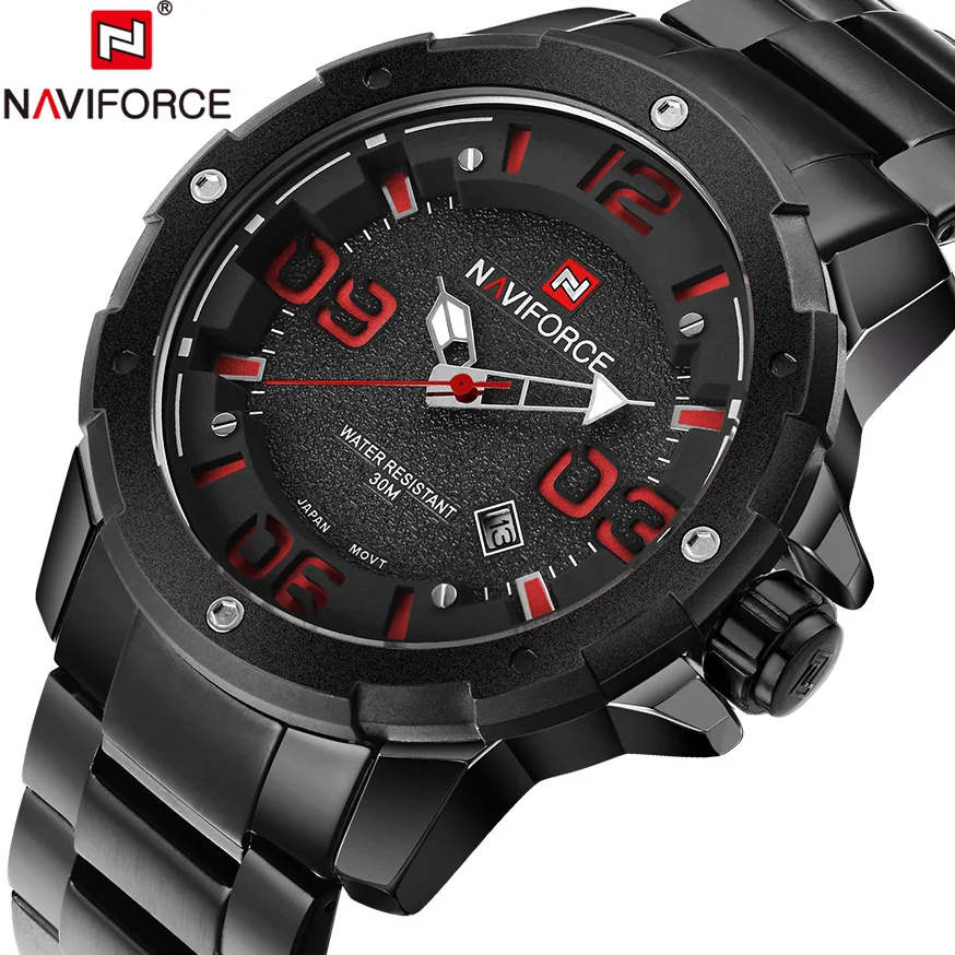 Новый бренд naviforce кварцевые тег Для мужчин часы Повседневная Полный стали