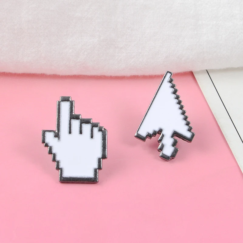 

Classical Old-School Window Icon Mouse Pointer Click Old desktop computer monitors Pixel Hand Arrow Cursor Badges Brooches Pins