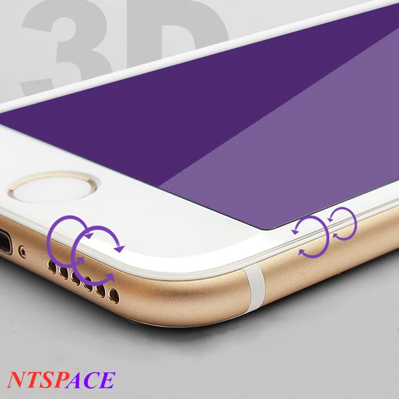 

Tempered glass For iphone 6s 7 8 Plus full-screen 3D Surface Anti-violet carbon fiber For iphone 6/7/8/X purple light glass film