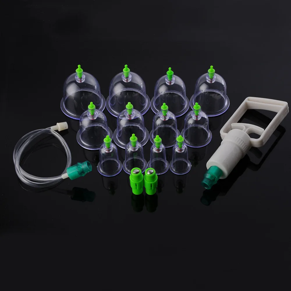 Medical Vacuum Cupping Glass Tool 12 Vacuum Cups Suction Pump Suction Therapy Device Set