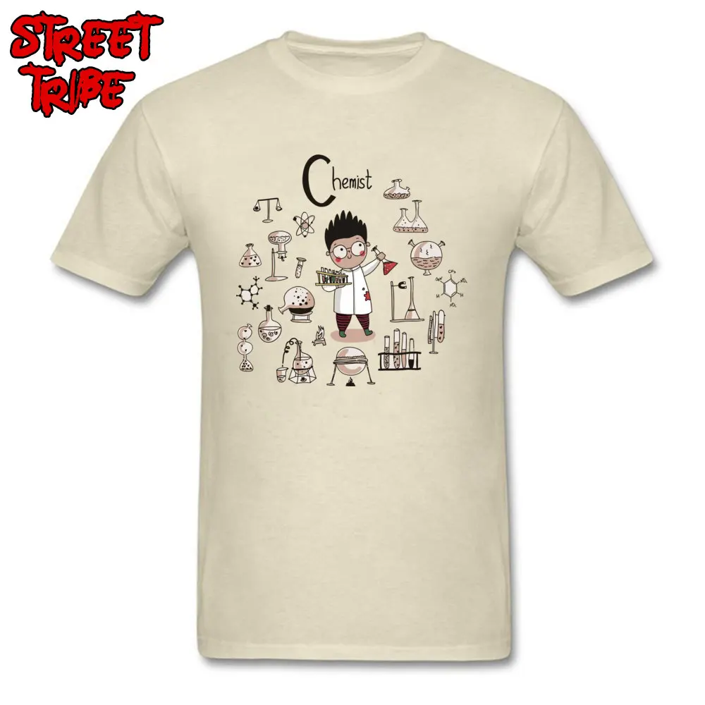 Short Sleeve Tops Tees Crew Neck Cotton Fabric Men's T-shirts chemistry science scientist Hip hop Tops Tees Brand chemistry science scientist beige