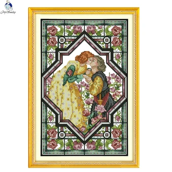 

JoySunday cross stitch kits needlework set Lovers in the Rose Garden Figure 14CT 11CT cotton painting gift art factory wholesale