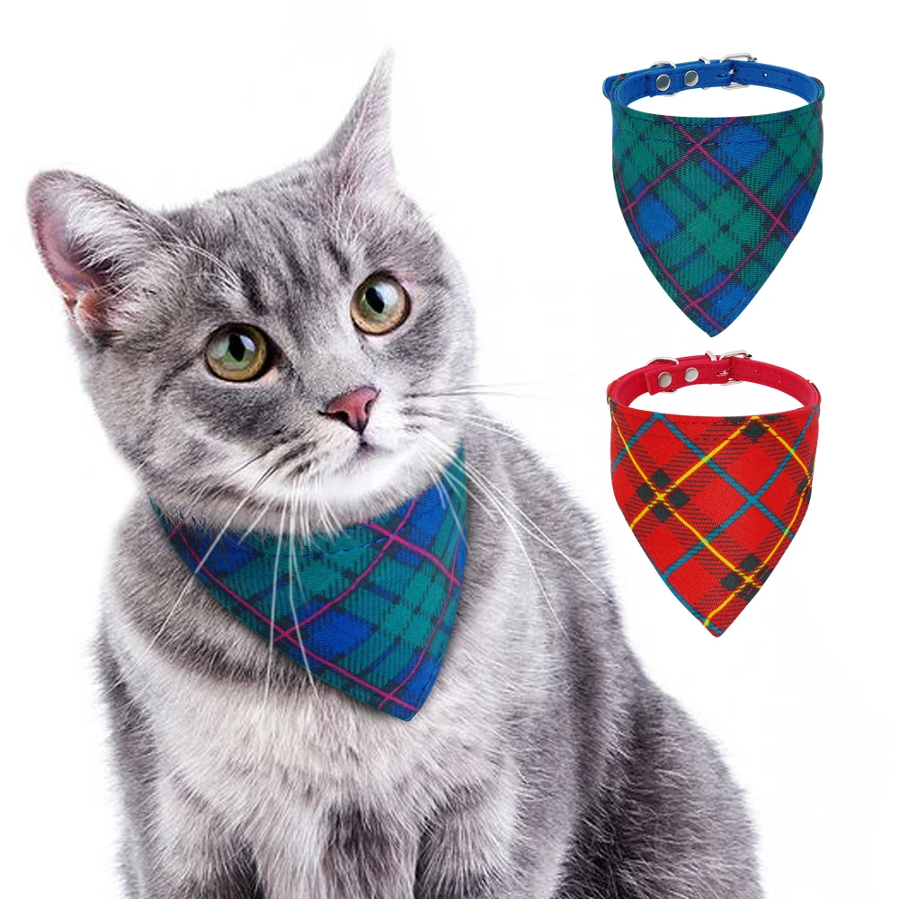 

Dog Cat Bandana Collar Plaid Pet Accessories Puppy Scarf Neckerchief Collars Adjustable For Small Dogs Cats Kitten Chihuahua Tie