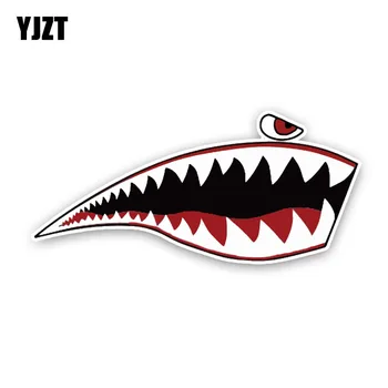 

YJZT 14.8CM6.8CM Lovely Sharks The Mouth Cartoon Colored PVC High Quality Car Sticker Decoration Graphic C1-5315