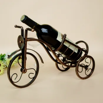 

1PC Retro Tricycle Shape Red Wine Rack Kitchen Wine Holder Metal Wine Shelf for Wedding Banquet Restaurant Home Bar KI 2053
