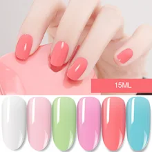 Полупостоянный конфетный цвет серии УФ Гель-лак для дизайна ногтей чистый цвет лак для ногтей 15 мл