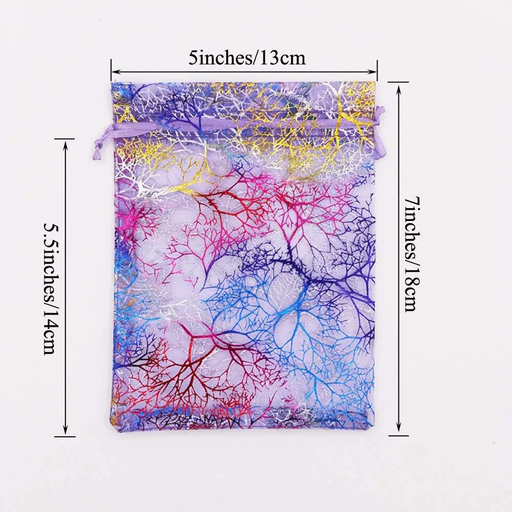 Цвет смешивания Коралловое подарочные мешочки из органзы, свадьба Вечеринка Jewelry мешки для конфет, 13x18 см, упаковка 100