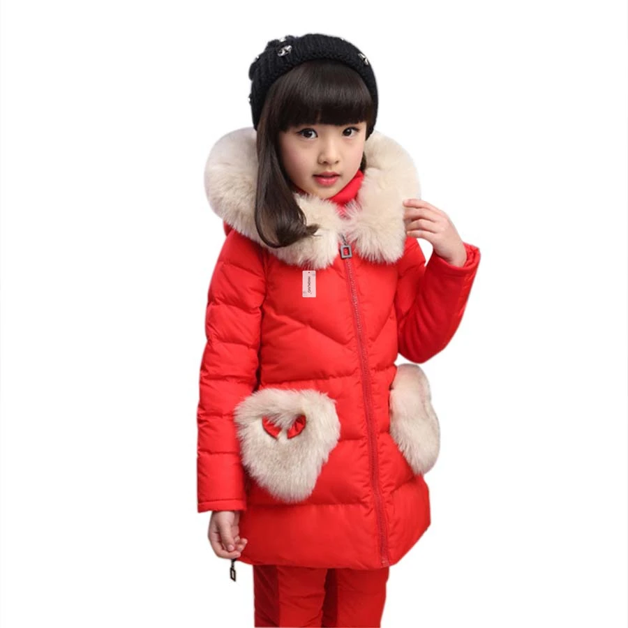 

Russian winter snowsuits 2018 baby winter children girls duck down coats overalls clothing set jacket+pants, children's clothing