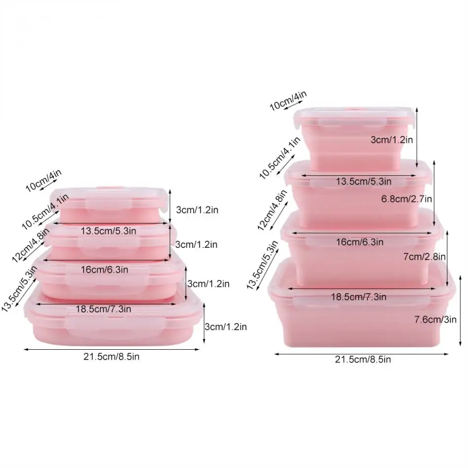 4 размера Портативный Силиконовый Ланч-бокс складной для микроволновой печи безопасный Ланчбокс пищевой контейнер пищевой силикон A30