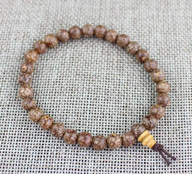 

7 mm Blood silk gold thread bodhi bracelet & bangles for women men handmade rosary natural wood beads bracelet fashion jewelry