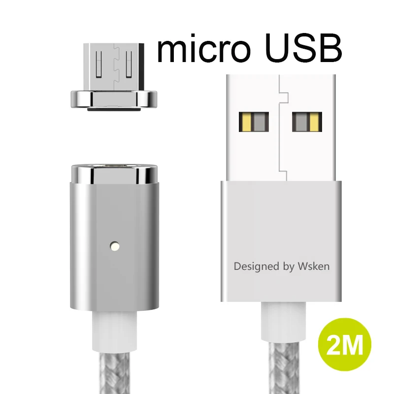 2 м WSKEN Mini 2 Магнитный кабель для iPhone XR XS магнитное зарядное устройство Быстрая Зарядка Micro usb type C кабель для samsung S9 S7 S8 USB C - Цвет: for micro USB