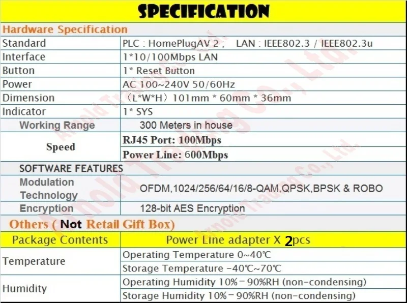 1 пара 100 Мбит/с RJ45 Порты и разъёмы, 600 Мбит/с powerline сетевой адаптер, AV1000 Ethernet ПЛК адаптер Wi-Fi маршрутизатор партнер, IPTV, Homeplug AV2