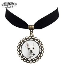 ASACH Cute Animal Chihuahua Dog Choker Necklace Vintage Black Velvet Chocker Necklaces For Women Men Fashion Jewelry collar Gift