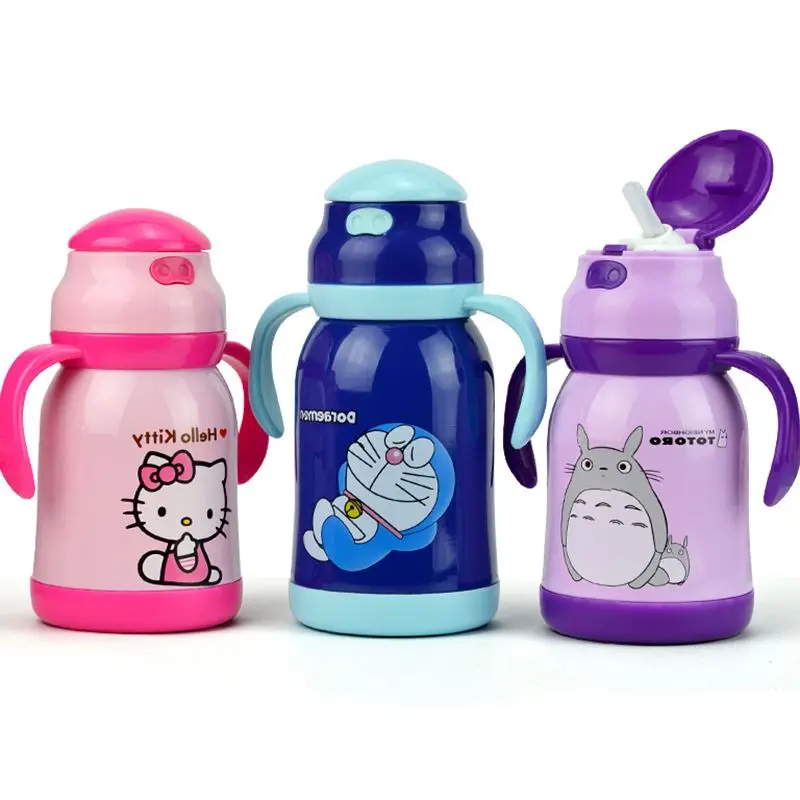 Baby Thermos Cup Cartoon Cat Thermo Cup Kids Water Bottle Stainless