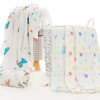 

Baby Bath Towel swaddle blanket Baby Stuff for Newborns Gauze Summer Sleeping blanket Square scarf for baby boy girl YMM004