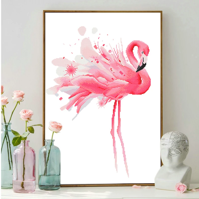 

Needlework,DIY DMC Cross stitch,Set For embroidery kit,dream flamingo bird print pattern cross-stitch wedding gift home decor