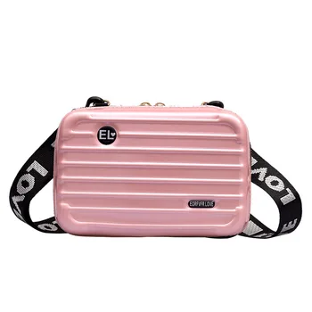 

Women Mini Suitcase Shape Crossbody Bag Shoulder Bag with Wide Letter Strap AB@W3